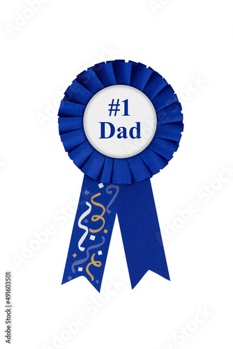 Number one dad blue ribbon for your Father’s Day message