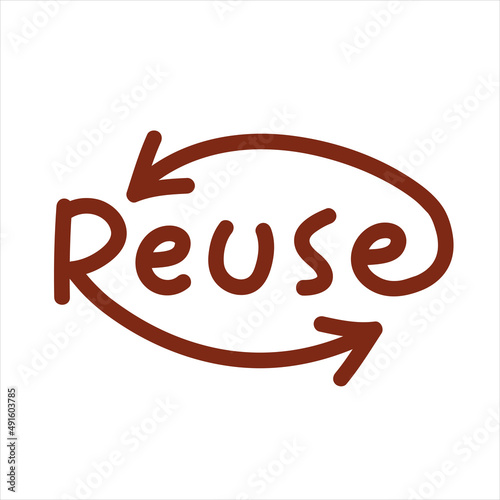 Reuse Sign with Rotate Arrows in Linear Style Isolated on White Background. Garbage Recycling and Reusing Icon, Ecology Conservation, Sustainability, Conscious Litter Renew Vector Illustration