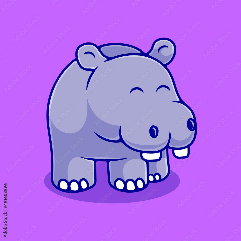 Fototapeta premium cute hippopotamus illustration suitable for mascot sticker and t-shirt design