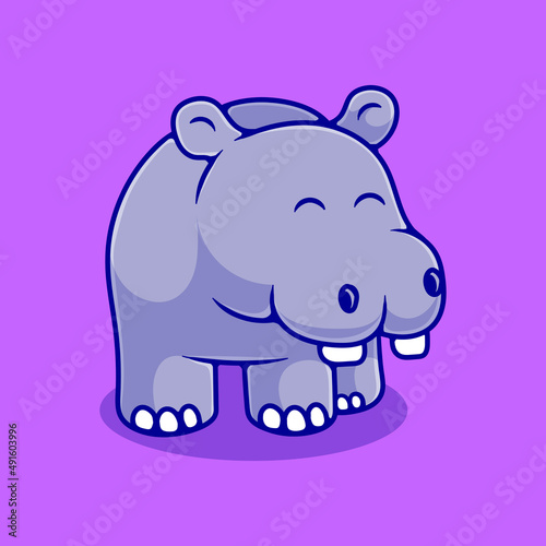 cute hippopotamus illustration suitable for mascot sticker and t-shirt design © Cikiz