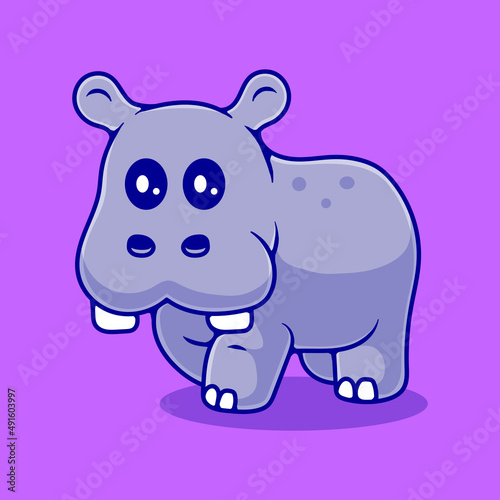 cute hippopotamus illustration suitable for mascot sticker and t-shirt design