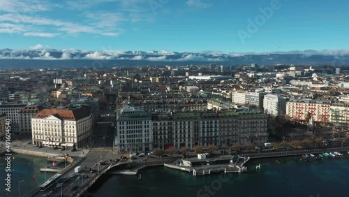 view of the whole geneva from a drone