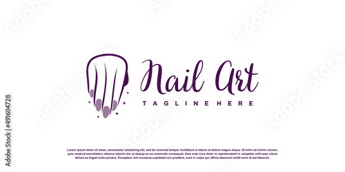 Nail logo design template with creative abstract style Premium Vector