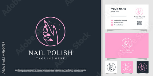 Nail logo design template with creative abstract style Premium Vector