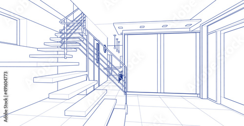house loft interior 3d rendering
