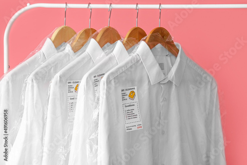 Rack with clean white shirt...