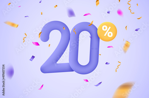 20 percent discount vector illustration 3d mega layalty. 20 percent bonus marketing discount