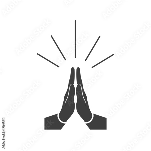 Hands namaste sign on white background. EPS 10
