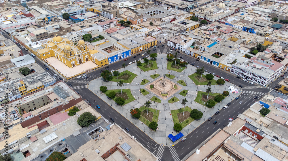 Plaza de Armas in the Historic Center of the city of Trujillo, Peru