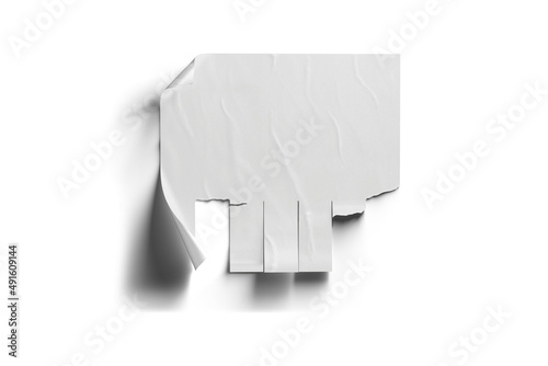 Blank plain White street ad page isolated on white background. 3d rendering. photo