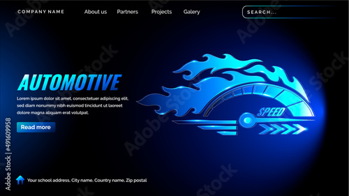 Automotive landing page with glow in the dark style