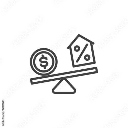 Negative equity line icon