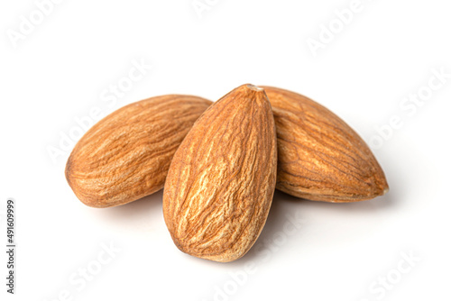 Almond isolated on white background close up.