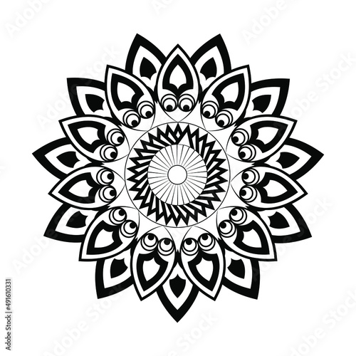 Mandala ornament patterns graphics vector illustration black and white background Premium Vector