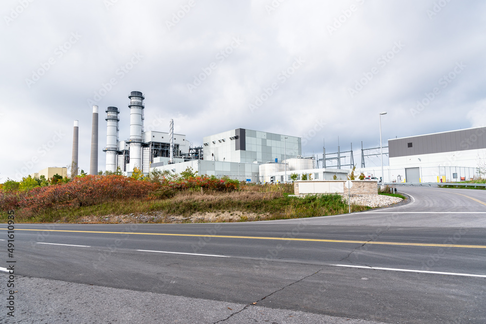 Gas-fired power plant on a cloudy autumn day Gas-fired power plant on a cloudy autumn day