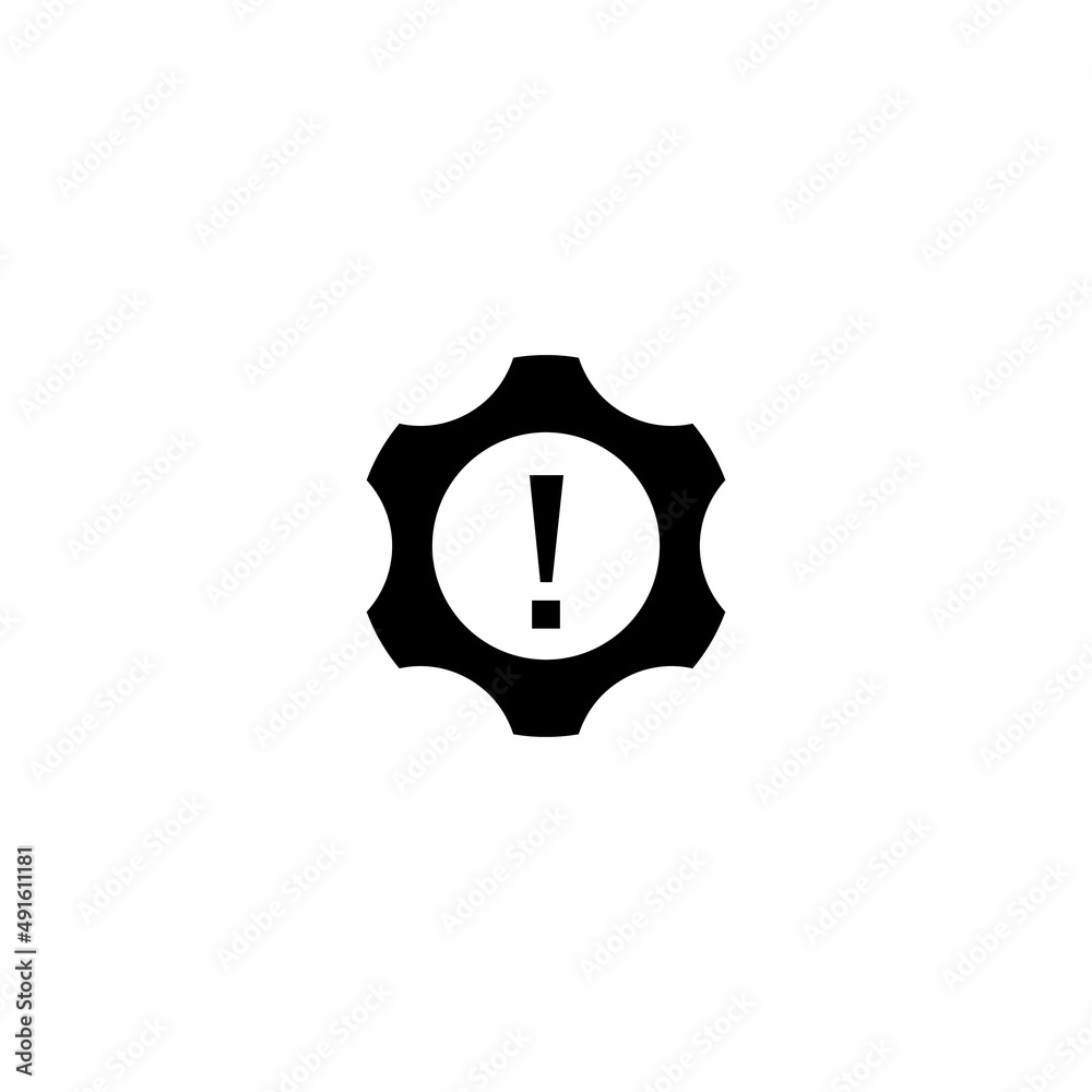 Cog, gear, wheel with exclamation vector icon Cog, gear, wheel with exclamation vector icon