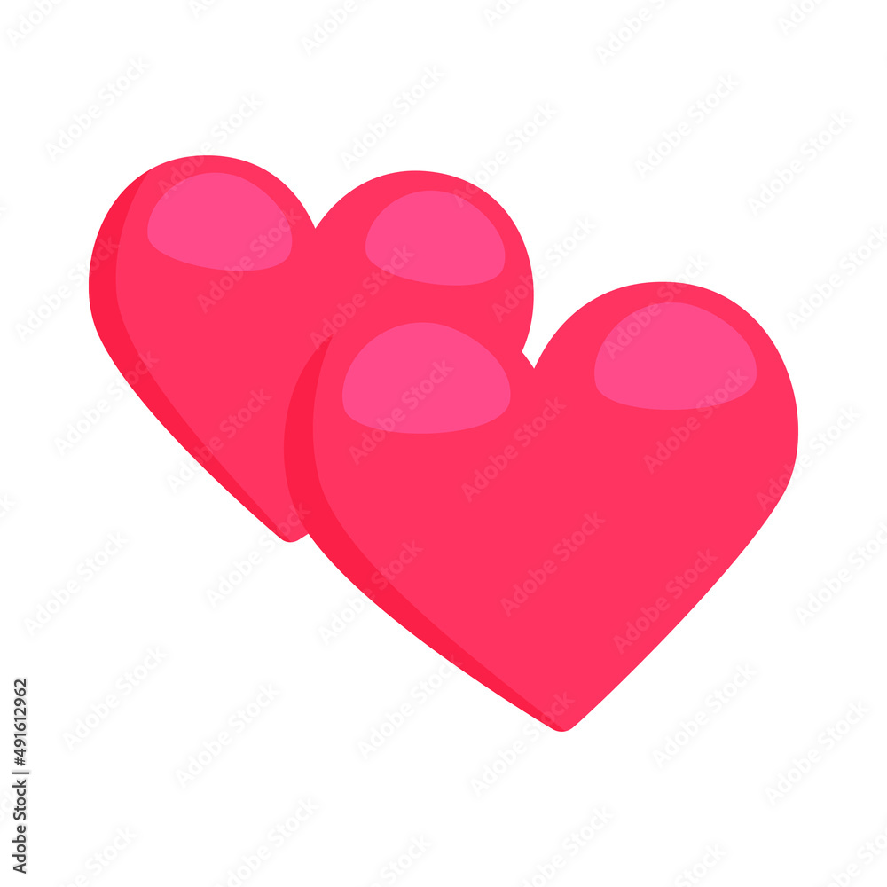 Two Heart Sign Emoji Icon Illustration. Romance Couple Passion Vector Symbol Emoticon Design Clip Art Sign Comic Style.