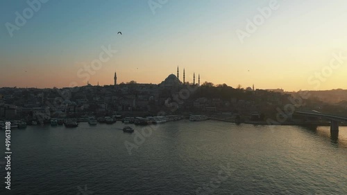 evening view of the whole istanbul from a drone