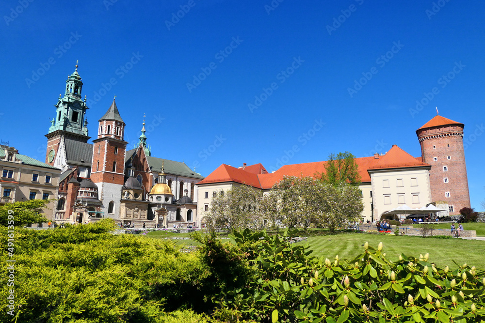 Krakow, Wawel castle in spring time in Poland.