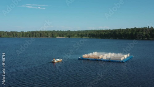 fish farm in height form a drone