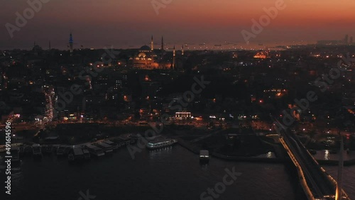 evening view of the whole istanbul from a drone