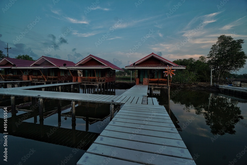 Fototapeta premium wooden bridge over the river