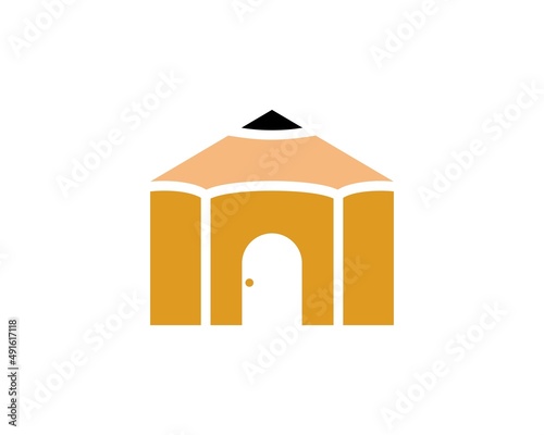 Simple pencil with house door inside