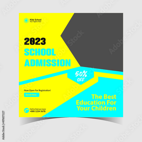 School admission social media post banner template. Editable Post Template Social Media Banners 