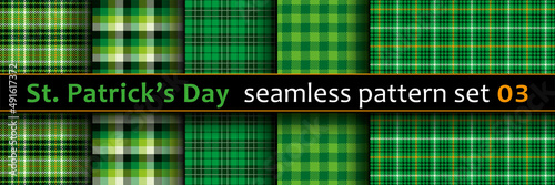 St. Patrick's Day seamless patterns set. Tileable vector backgrounds in Irish classic style.