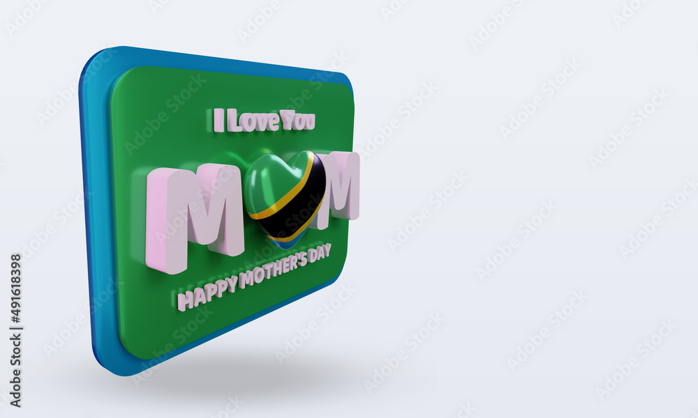 3d mothers day Tanzania flag rendering left view 3d mothers day Tanzania flag rendering left view