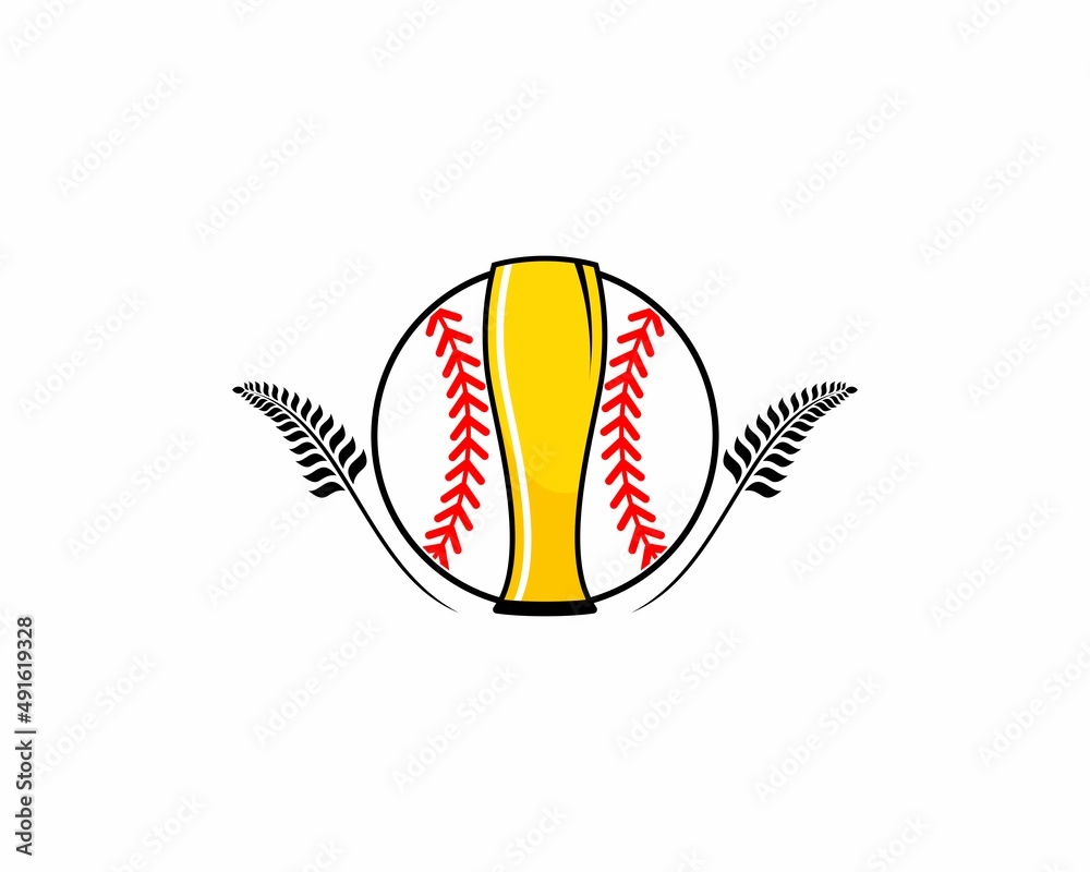 Baseball ball with beer glass in the middle Baseball ball with beer glass in the middle