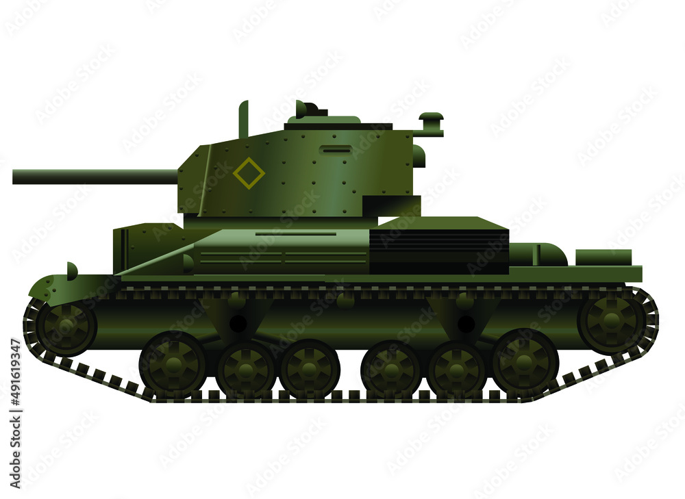 vector illustration of a ww2 panzer tank isolated on white