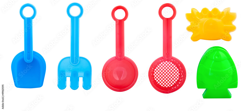 toy beach set isolated on white background toy beach set isolated on white background