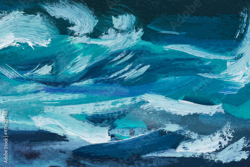 Wallpaper Mural Sea oil painting. Abstract turquoise seascape. Impressionism, plein-air sketch, fragment of a wave. The concept of summer, rest. Artistic pictorial background for creative design of postcards, covers. Torontodigital.ca