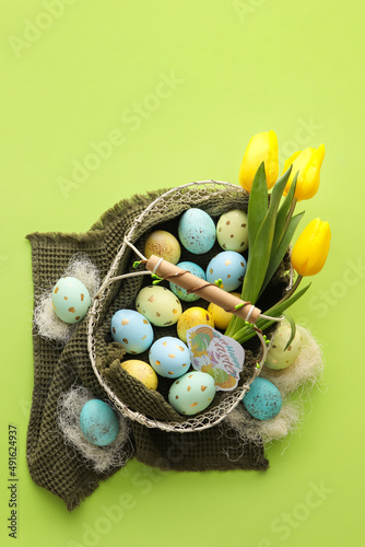 Basket with painted Easter ...