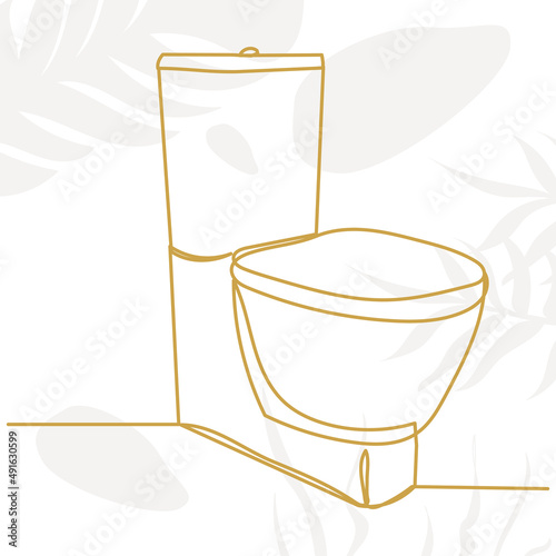 toilet bowl drawing by one continuous line, isolated vector