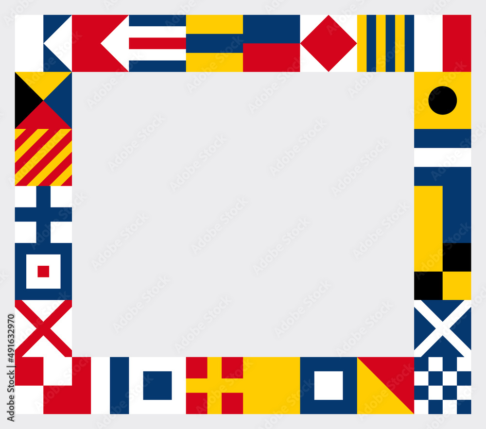 Vector international marine flags frame - template Stock Vector | Adobe ...