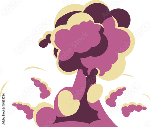 Explosion and Bang Effect with Cloud of Smoke as High-pressure Gase Release. Bomb Detonation and Blast with Explosive Splash
