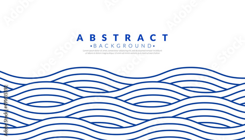 Blue water wave line pattern background. Japanese style concept. Vector illustration.