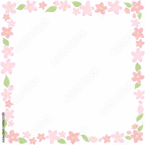 水彩風フレーム　桜の花びら　正方形 © Kiyosi