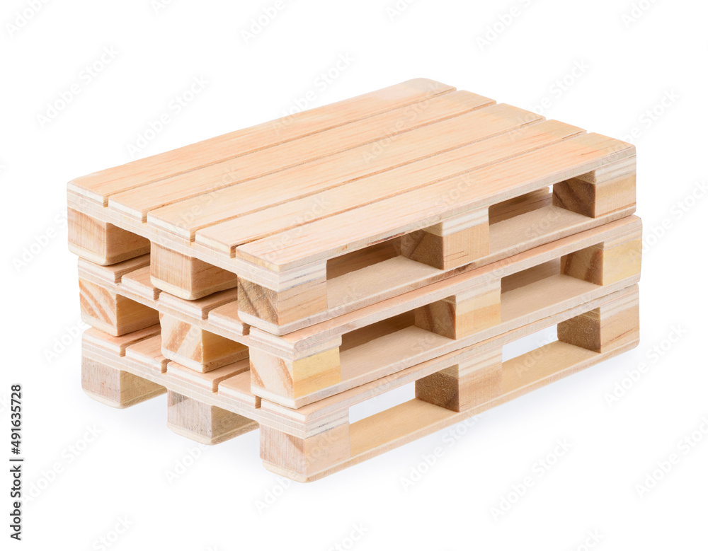 Wooden pallet stacked, isolated on white background Wooden pallet stacked, isolated on white background