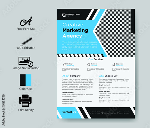 Abstract modern business marketing agency colorful promotion flyer design template
