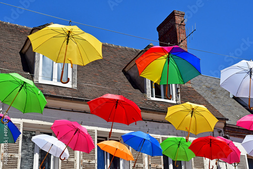 Les Andelys; France - july 2 2019 : umbrellas in a street photo