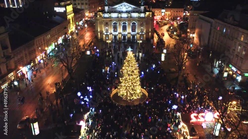 Lviv aerial city center