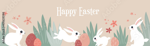 Canvas Print Happy Easter, decorated easter card, banner