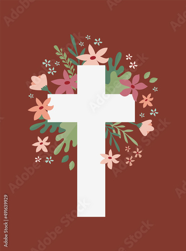 Watercolor Flower Cross, Wood Cross, Baptism, Floral Clipart, First Communion, Holy Spirit, Florals Arrangements, Easter cross