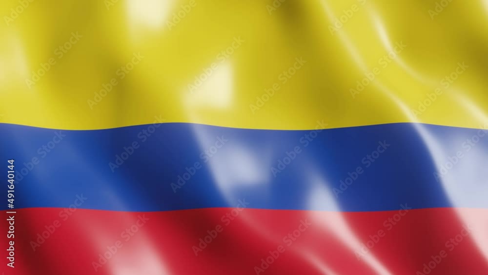 3d render waving flag of Colombia country. National flag in wind background. 4k realistic seamless loop animated video clip 3d render waving flag of Colombia country. National flag in wind background. 4k realistic seamless loop animated video clip
