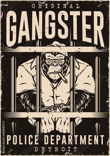 Gorilla inmate with cigar poster