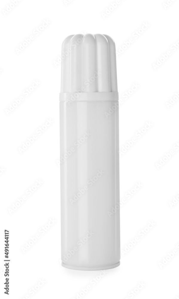 Bottle of delicious whipped cream isolated on white Bottle of delicious whipped cream isolated on white