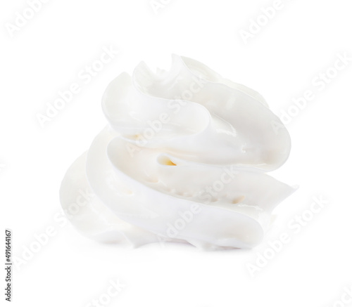 Delicious whipped cream swirl isolated on white